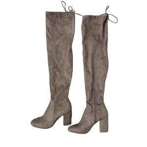 CHRISTIAN SIRIANO | Beige Faux Suede Thigh High Boots size 9.5